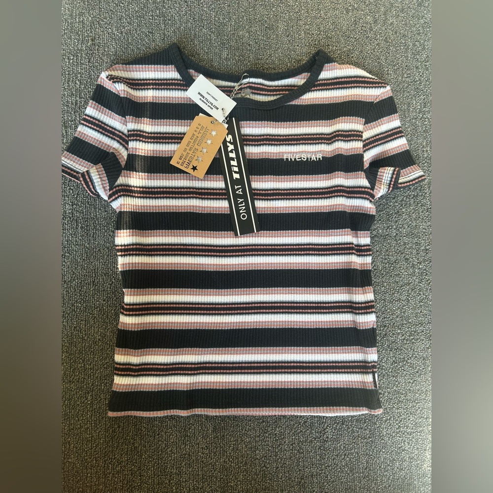 NEW FIVESTAR GENERAL CO. Stripe Knit Womens Tee Size Small